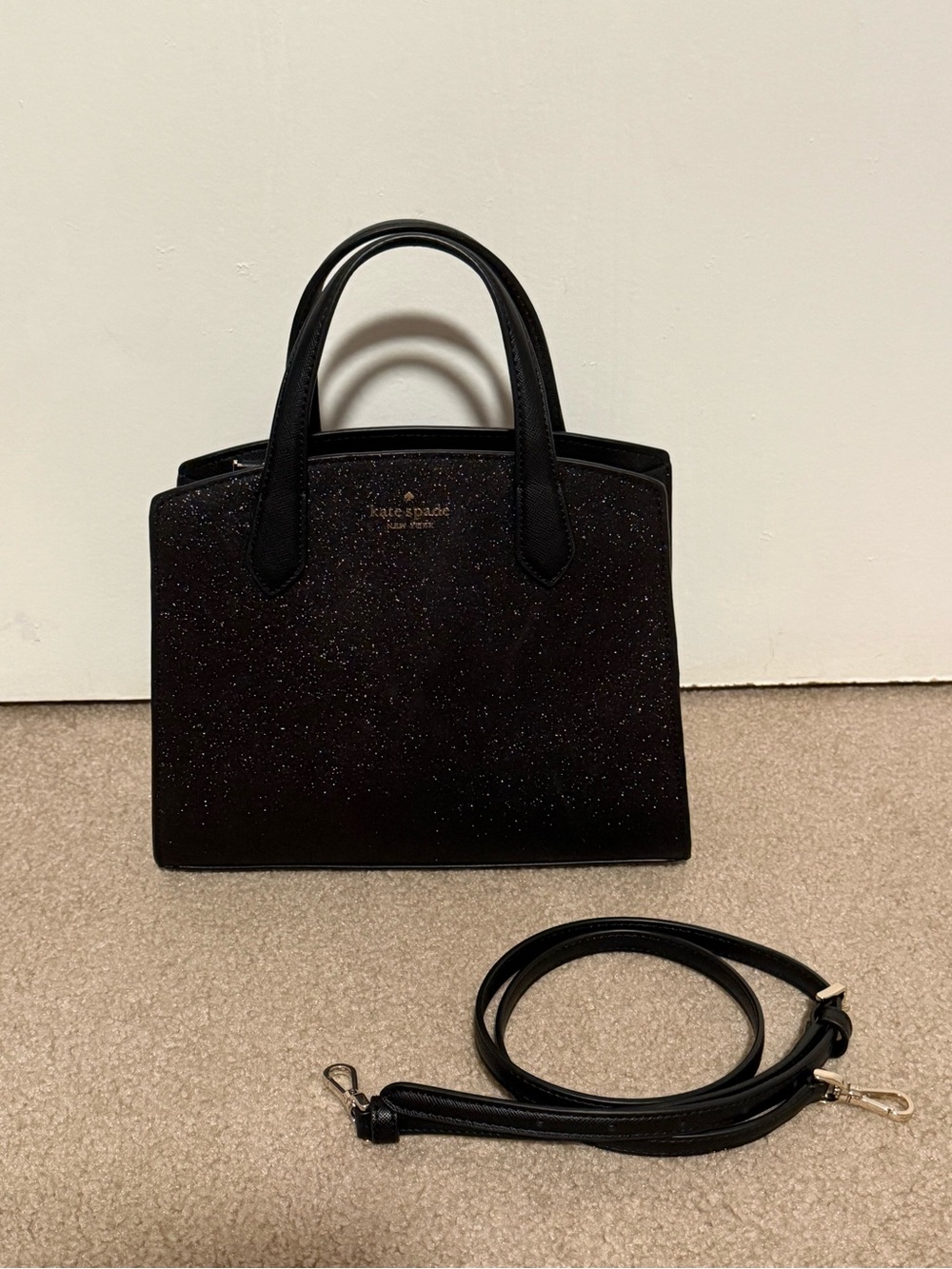kate spade Black Sparkle Top-Handle Satchel